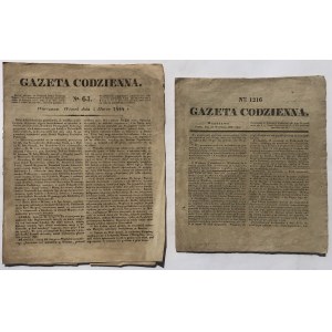 DAILY GAZETTE Jahr 1835-1853 vier Ausgaben