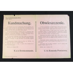 Kielce 1917 Obwieszczenie Cesarstwo Austro-Węgierskie