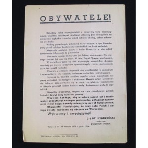 Starzyński odezwa do oblężonej stolicy 1939 Warszawa