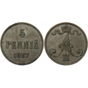 Russia - Finland 5 Pennia 1867