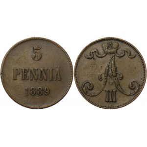 Russia - Finland 5 Pennia 1889