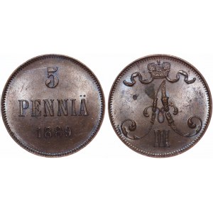 Russia - Finland 5 Pennia 1889 HHP MS 63 BN