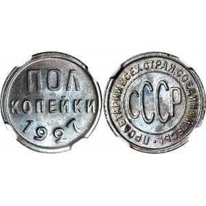 Russia - USSR 1/2 Kopek 1927 NGC MS 63