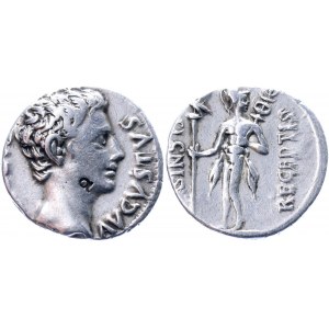 Roman Empire Augustus AR Denarius 19 BC