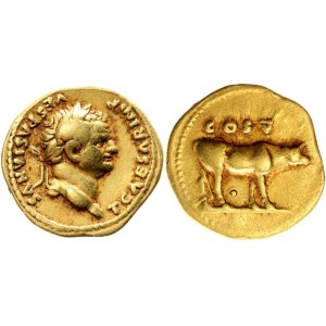 Roman Empire Titus AV Aureus 76 AD