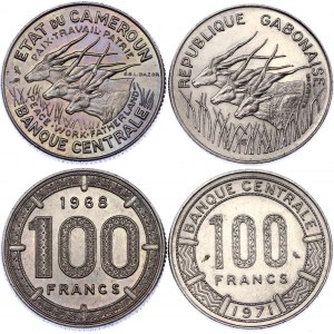 Cameroon & Gabon 2 x 100 Francs 1968 - 1971