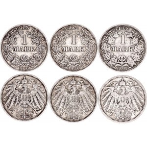 Germany - Empire 3 x 1 Mark 1892 - 1900