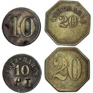 Germany 10 Pfennig P L Werth-Marke Notgeld & 20 Pfennig Wertmarke Notgeld (ND)