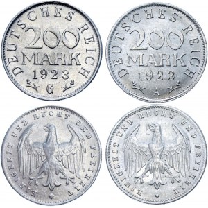 Germany - Weimar Republic 2 x 200 Mark 1923 A & G
