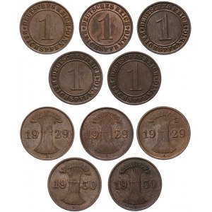 Germany - Weimar Republic 5 x 1 Reichspfennig 1929 - 1930