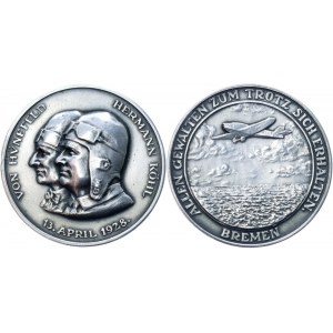 Germany - Weimar Republic Silver Medal Ehrenfried Günther Freiherr von Hünefeld and Hermann Köhl 1928