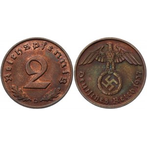 Germany - Third Reich 2 Reichspfennig 1937 D