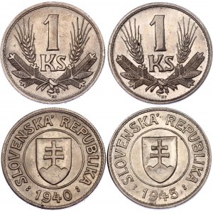 Slovakia 2 x 1 Koruna 1940 & 1945