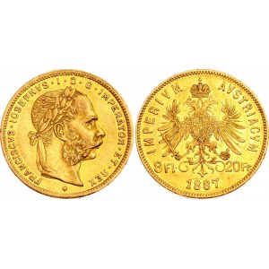 Austria 8 Florin / 20 Francs 1887