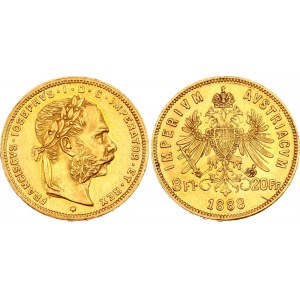 Austria 8 Florin / 20 Francs 1888