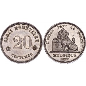 Belgium 20 Centimes 1859 Essai / Pattern