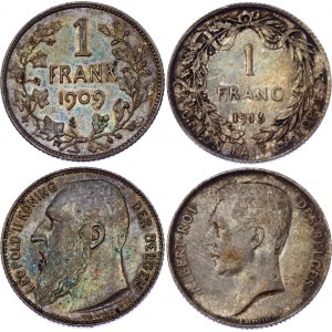 Belgium 2 x 1 Franc 1909 - 1913