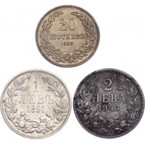 Bulgaria Lot of 3 Coins 1891 - 1943