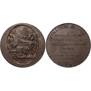 France Monneron 5-Sols Bronze Medal 1792