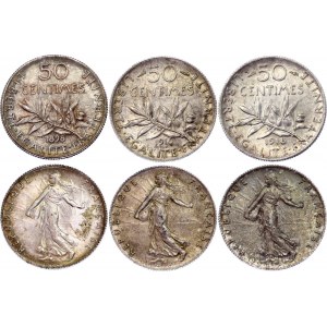 France 3 x 50 Centimes 1898 - 1918