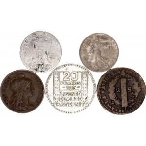 France Lot of 5 Coins 1792 - 1929