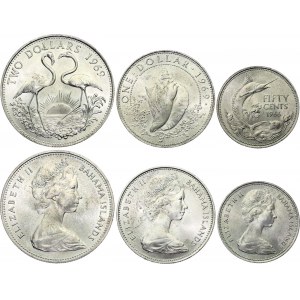 Bahamas Lot of 3 Silver Coins 1966 - 1969