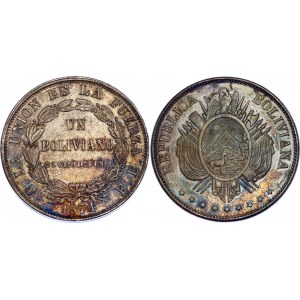 Bolivia 1 Boliviano 1874 PTS F.E.
