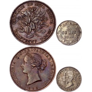 Canada 1/2 Penny Token & 5 Cents 1856 - 1896