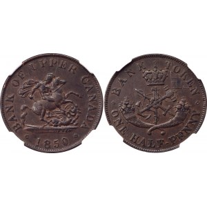 Canada Bank of Upper Canada 1/2 Penny 1850 NGC AU