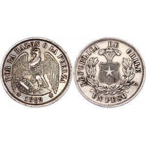 Chile 1 Peso 1882 So Overdate