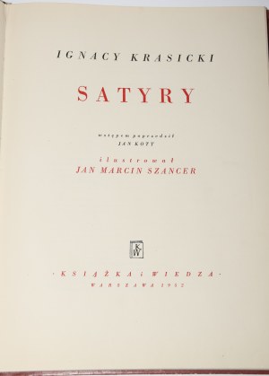 KRASICKI Ignacy. Satyry, ilustr. J. M. Szancer