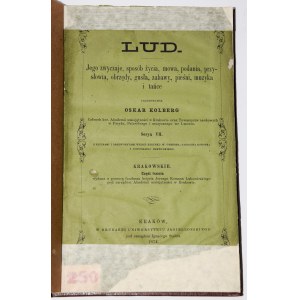 KOLBERG Oskar - Lud...Serya. VII, Krakowskie. Cz. 3., 1874