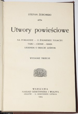 ŻEROMSKI Stefan - Utwory powieściowe, 1904