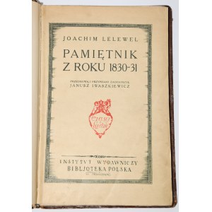 LELEWEL Joachim - Pamiętnik z roku 1830-31