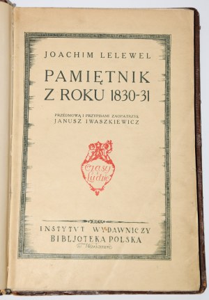 LELEWEL Joachim - Pamiętnik z roku 1830-31