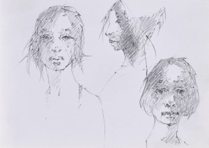 Roman BANASZEWSKI (1932-2021), Szkice głowy kobiety w różnych ujęciach