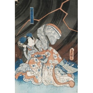 Artysta nieokreślony japoński, XIX/XX w., Skulona postać