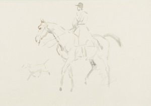 Karol KOSSAK (1896-1975), Jeździec na koniu i biegnący pies