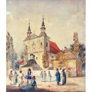 Antoni KOZAKIEWICZ (1841-1929), Przed kościołem św. Floriana w Krakowie, ok. 1880