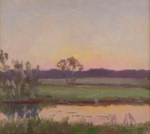 Teodor ZIOMEK (1874-1937), Pejzaż o zachodzie słońca, ok. 1920