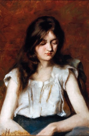 Aleksiej Alieksiejewicz CHARLAMOW (1840-1925), Dziewczyna w białej bluzce, 1886