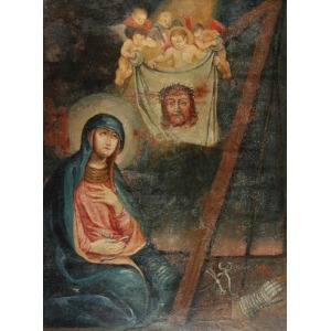 Malarz nieokreślony cechowy, polski?(XVIII w), Matka Boża pod krzyżem - scena mistyczna