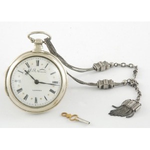 Zegarek kieszonkowy, z dewizką i kluczykiem