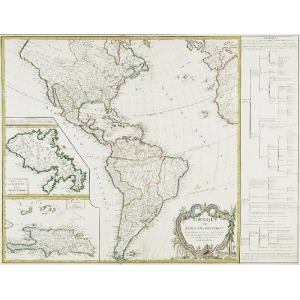 Gilles ROBERT de VAUGONDY,Jean-B.H. DELAHAYE, Mapa Ameryki (“Indii Zachodnich”)