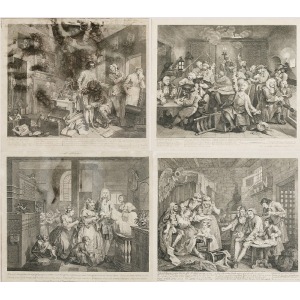 William HOGARTH (1697-1764), Zestaw 8 grafik, z cyklu: A Rake’s progress