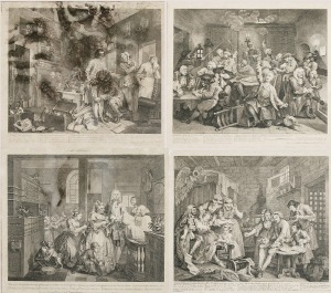 William HOGARTH (1697-1764), Zestaw 8 grafik, z cyklu: A Rake’s progress