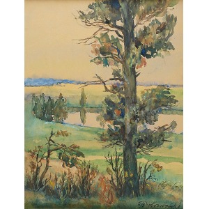 Adam DOBROWOLSKI (1884 - ?), Pejzaż z drzewem