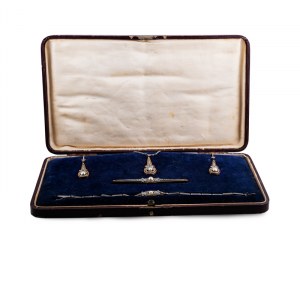 Komplet biżuterii: naszyjnik, bransoleta, kolczyki, brosza, l. 20. – 30. XX w., art déco