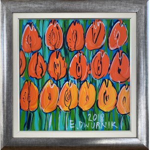 Edward Dwurnik ( 1943 - 2018 ), Pomarańczowe tulipany , 2018