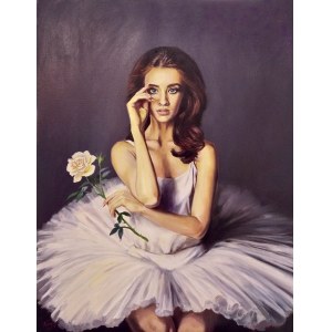Serghei GHEITU, Ballerina portrait with a white rose